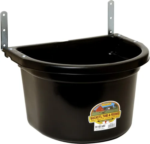 Miniatura 2 de Alimentador de valla de plástico Little Giant® Alimentador para cerdos con clip Cubo de alimentación montable 4.5 cuartos de galón Rojo