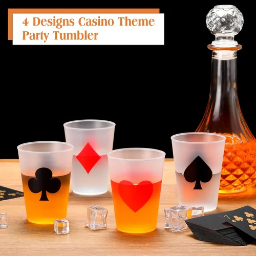 Miniatura 4 de Hoolerry 72 vasos de plástico para fiestas de casino de 9 onzas, decoración de fiesta temática de casino, póker Las Vegas, vaso de chupito, juego
