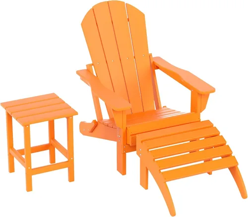 Miniatura 58 de WestinTrends Reposapiés otomano Adirondack para patio al aire libre, taburete de madera de polietileno para todo tipo de clima, ampliamente Azul