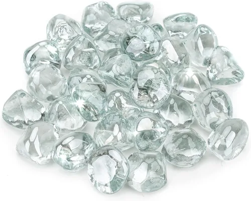 Stanbroil Diamantes de cristal de fuego de 10 libras, vidrio de fuego de 1/2 pulgada para chimenea, hoguera y paisajismo, brillo de hielo de cristal