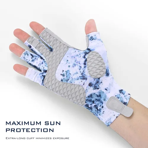 Miniatura 8 de KastKing La Sal Guantes de pesca UPF50+ Guantes de sol Guantes de protección UV Guantes sin dedos para hombres y mujeres para exteriores, kayak