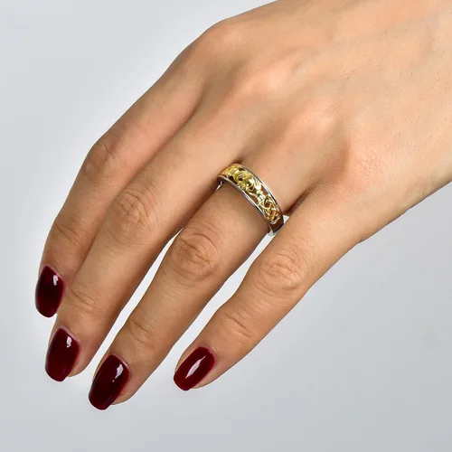 Miniatura 2 de Jeulia Claddagh - Anillos para mujer, plata de ley 925, chapado en oro de 14 quilates, anillo de compromiso de circonita cúbica de dos tonos, anillo