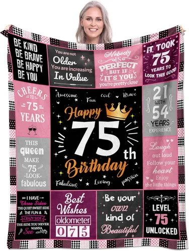Miniatura 8 de Regalos de cumpleaños número 40 para mujeres, manta de forro polar única de feliz cumpleaños de 50 x 60 pulgadas, regalos divertidos de decoraciones