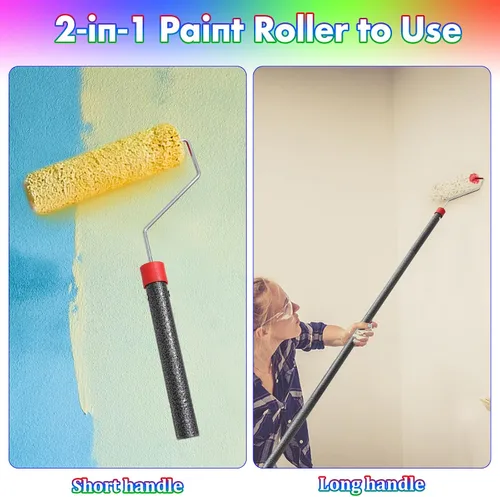 Miniatura 3 de BsBsBest Kit de rodillos de extensión de 4 pies con cepillo, varillas de acero inoxidable, varilla de empalme, cepillo mural para paredes y techo