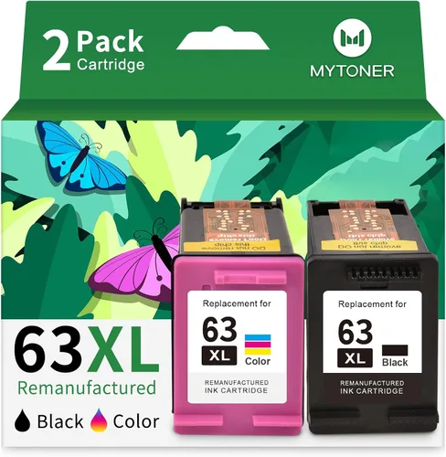 MYTONER Cartuchos de tinta de color 63XL de repuesto para HP Ink 63 63XL Cartucho de tinta Paquete combinado para HP OfficeJet 3830 4650 4652 4655