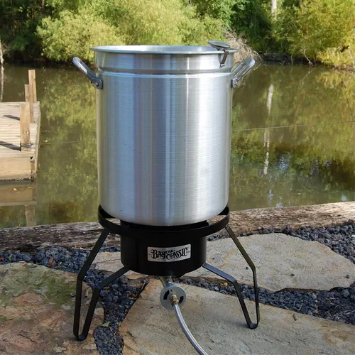 Miniatura 2 de Bayou Classic Olla para freidora de pavo, tapa ventilada, asas remachadas, estante para aves de corral, termómetro, inyector, 42 cuartos de galón