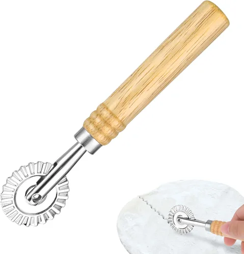 Miniatura 2 de WLLHYF Rueda cortadora de pasta, rueda de corte de ravioles con rodillo, cortador de pizza, bola de masa de encaje, fabricación de fideos