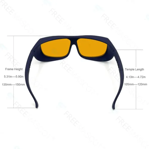 Miniatura 2 de FreeMascot Profesional OD 6+ 190nm-490nm Longitud de onda Violeta/Azul Laser Gafas de Seguridad para 405nm, 445nm, 450nm, 473nm Laser