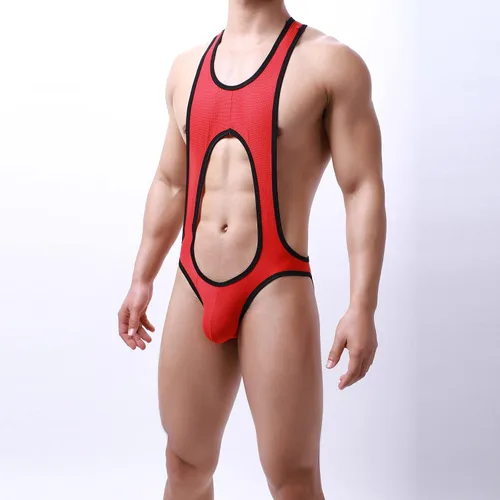 Miniatura 7 de niceone Ropa interior de leotardo travieso con tirantes para hombre, sin espalda, overol de lucha libre, overol gay