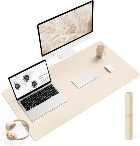Miniatura 71 de YSAGi Almohadilla de escritorio de piel antideslizante, tapete impermeable para teclado de computadora portátil, protector de mesa y alfombrilla