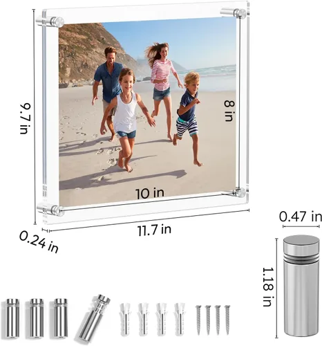Miniatura 2 de Marcos de fotos de acrílico AITEE de 8x10 pulgadas, 4 paquetes, marcos transparentes claros para pared, marcos modernos sin bordes, marcos
