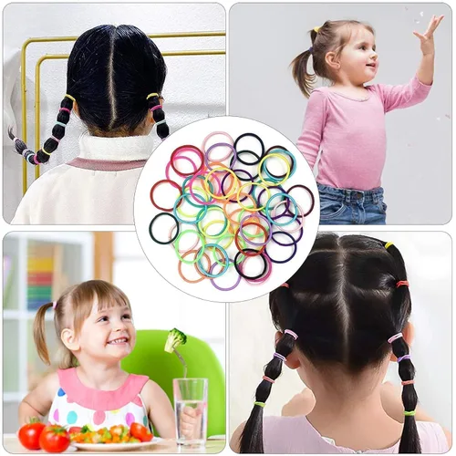 Miniatura 5 de 200 ligas elásticas para el cabello fino, pequeños soportes para cola de caballo sin arrugas para niños y bebés, accesorios para el cabello