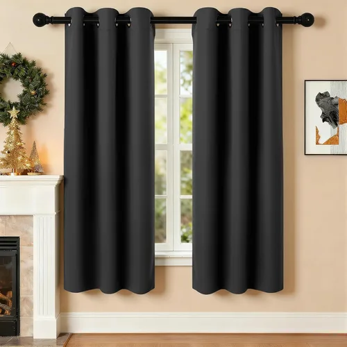 Miniatura 10 de Cortinas de oscurecimiento de habitación de 45 pulgadas de largo para dormitorio y sala de estar, cortinas térmicas aislantes con ojales