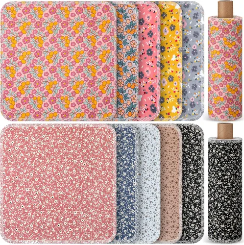 Miniatura 11 de Redbaker 50 piezas de toallas de papel reutilizables, paños de algodón reutilizables sin papel, toallas de papel absorbentes lavables para inodoro