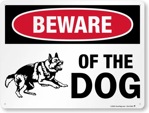 Miniatura 15 de SmartSign Letrero de metal con gráfico "Beware of The Dog" de 7 x 10 pulgadas, aluminio laminado a prueba de óxido, rojo, negro y blanco, fabricado