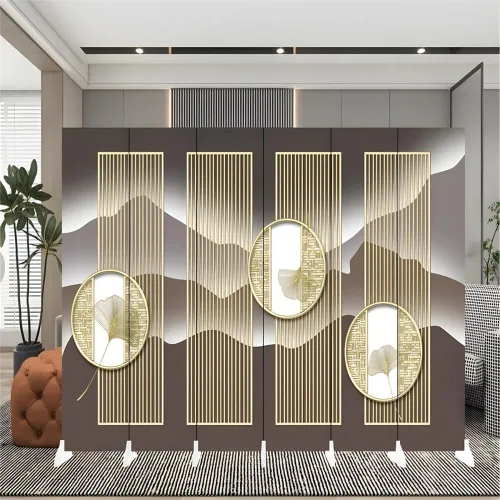 Miniatura 11 de Divisor de habitación, 6 paneles de madera plegables de privacidad con base de pies más anchos, separador de habitación portátil independiente