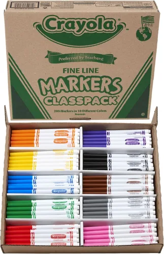 Marcadores de línea fina Crayola, paquete de 200 unidades, marcadores a granel para niños para preescolar, jardín de infantes, aulas de primaria,