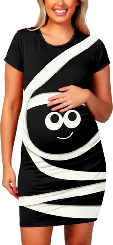 Miniatura 5 de Deerose Vestidos de embarazo para el día de Pascua para mujer, con estampado de conejito de huevo