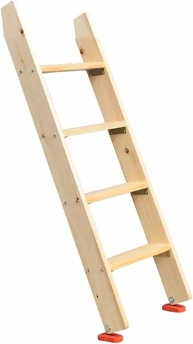 Escalera para litera de 3 escalones, 4 escalones, 5 escalones, para personas pesadas, escaleras de madera con soporte de ganchos y pies Natural