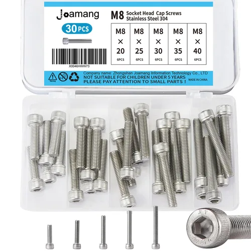 Miniatura 8 de Tornillos de cabeza de botón M8 x 0.472 in, 0.630 in, 0.709 in, 0.787 in, 0.984 in, acero inoxidable 304, unidad hexagonal Allen métrica, acabado