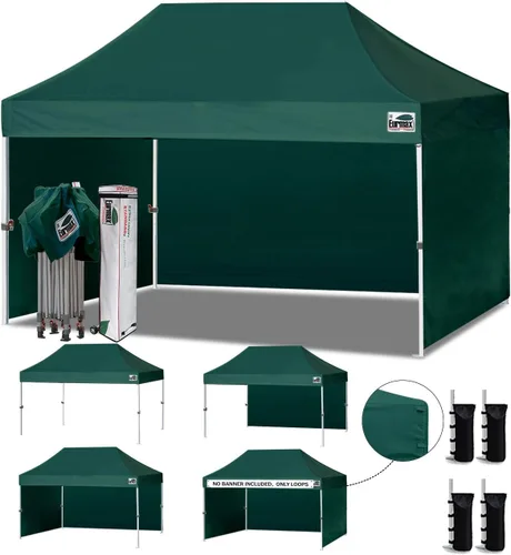 Miniatura 82 de Eurmax Tienda de campaña desplegable de 8 x 8 de Estados Unidos, con bolsa rodante patentada sin puntas, 4 paredes extraíbles con cremallera, toldo