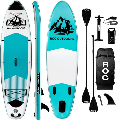 Roc Tabla de remo inflable con accesorios de tabla de remo de SUP de alta calidad, diseño amplio y estable, cubierta antideslizante y cómoda para