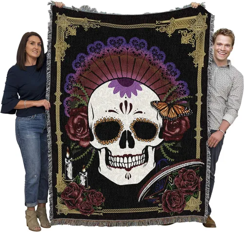 Miniatura 19 de Pure Country Weavers Manta negra con texto en inglés "I Just Here for The Boos" de fantasma, regalo de otoño, Halloween, para la parte posterior