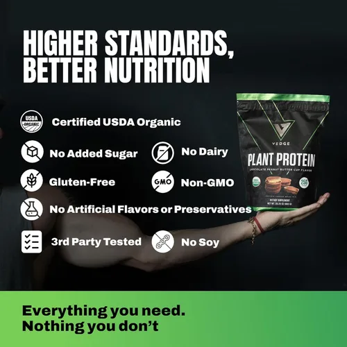 Miniatura 5 de VEDGE Polvo de Proteína Vegana - Polvo de Proteína Vegetal con Guisante, Calabaza y Girasol - Orgánico USDA, Aminoácidos, Sin Lácteos, Sin Gluten