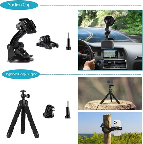 Miniatura 2 de Kit de accesorios para cámara de acción para GoPro Hero 11/10/9/8/7/6/5, Insta360, DJI Osmo Action, AKASO (KPE-075)