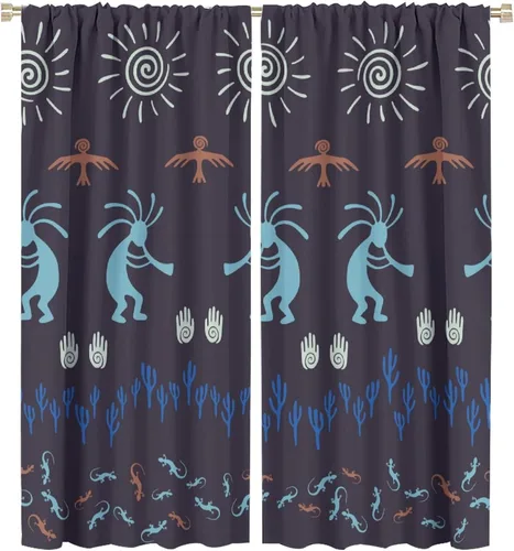 Miniatura 47 de Kokopelli - Cortinas opacas para cocina, decoración de sala de estar, dormitorio, 21 x 45 pulgadas, 2 paneles