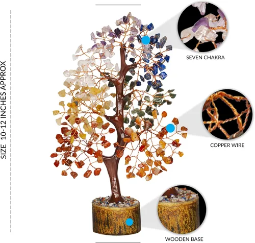 Miniatura 4 de PYOR Árbol de la vida de los 7 chakras, árbol de piedras preciosas, regalos de meditación, nueva decoración para el hogar, cristales, regalos