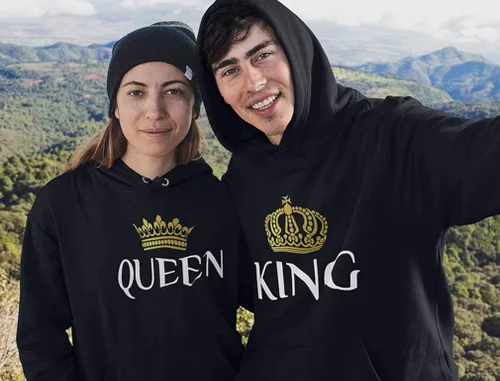Miniatura 5 de Rey y Reina Sudaderas en juego con capucha para parejas