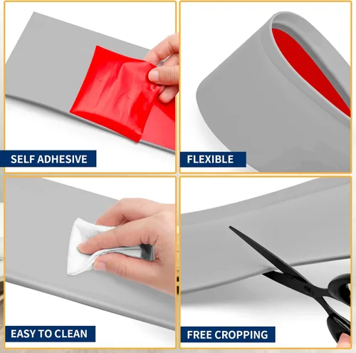 Miniatura 3 de Moldura flexible para zócalo de 4 pulgadas, base de pared de vinilo autoadhesivo para despegar y pegar, base de goma para zócalo de pared