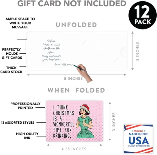 Miniatura 2 de Andaz Press Divertido surtido de portatarjetas de regalo de Navidad, 4.25 x 3 pulgadas para tarjetas de crédito de Papá Noel secreto, elefante
