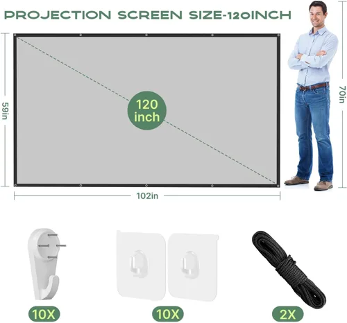 Miniatura 2 de AAJK Pantalla de proyector ALR, pantalla de proyector de películas 4K, proyector portátil plegable HD 16:9, pantalla de películas para cine en casa