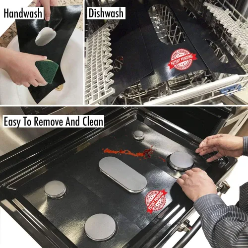 Miniatura 7 de Protectores de estufa Premium Plus para la gama de gas Frigidaire modelo FGGF3036TFC, corte personalizado, revestimiento de estufa fácil de limpiar