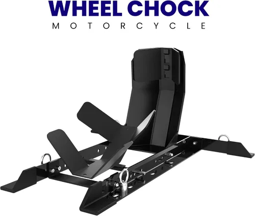 Miniatura 6 de GRAND PITSTOP Calzo de rueda universal para soporte de motocicleta para remolque, completamente ajustable, desmontable y plegable (negro)