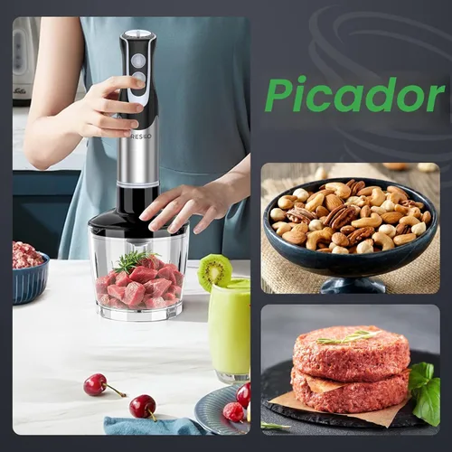 Miniatura 4 de FRESKO Batidora de inmersión de mano, mezclador eléctrico de mano de acero inoxidable con 12 velocidades y modo turbo, potente licuadora de emulsión