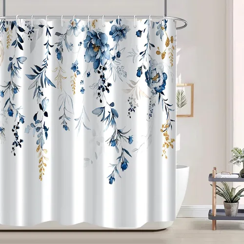 Miniatura 25 de AWERT Cortina de ducha pequeña de tamaño medio con 6 ganchos, cortina de ducha de 36 x 72 pulgadas, cortina de ducha bohemia de 36 pulgadas para Boho