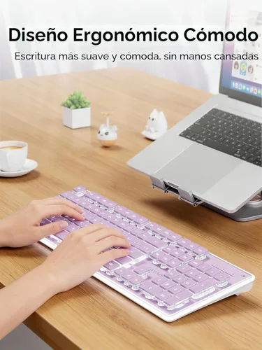 Miniatura 6 de SEUNKWANG EWEADN GX710S Teclados retroiluminados para computadora, teclado USB con cable con retroiluminación blanca, panel de metal, Plug and Play