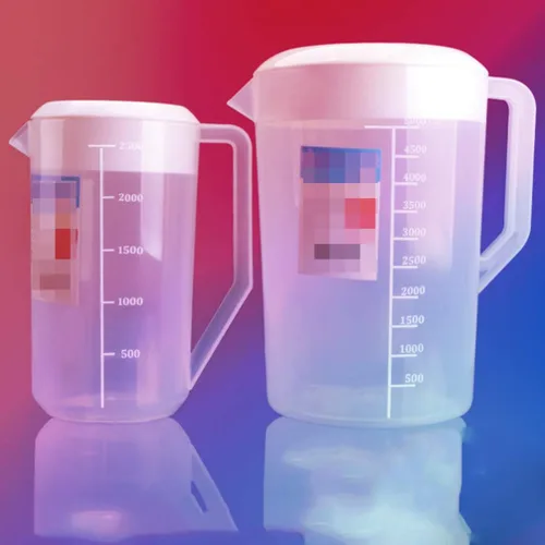 Miniatura 7 de Housoutil Hervidor de medición con escala de 2.5 L de plástico para bebidas con tapa, jarra de agua fría para jugo, té helado, leche, cerveza