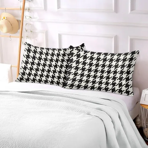Miniatura 5 de Fundas de almohada clásicas de pata de gallo, tamaño estándar, transpirables, agradables a la piel, fundas de almohada suaves y acogedoras
