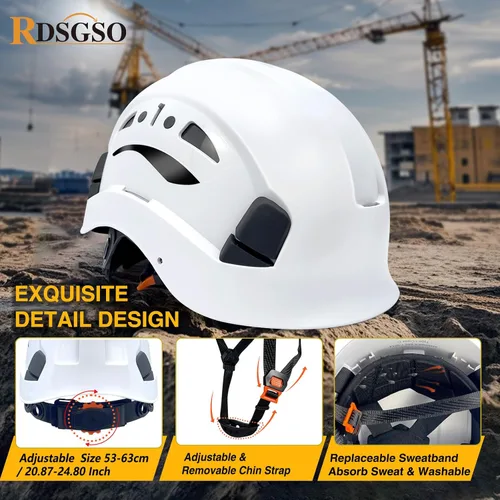 Miniatura 5 de Casco de seguridad industrial RGS-8C rejillas de ventilación ajustables, suspensión de 6 puntos, transpirables, ligeros, cascos para construcción