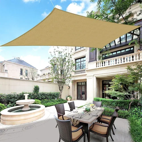 Houssity - Toldo tipo vela de 5 x 8 pies, color beige, para patio, terraza, cochera, entrada, piscina, pérgola