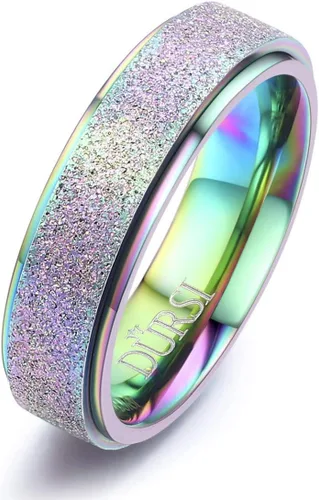 Miniatura 10 de Anillo giratorio para mujer y hombre de acero inoxidable con acabado de lijado para ansiedad, 6 mm / 8 mm