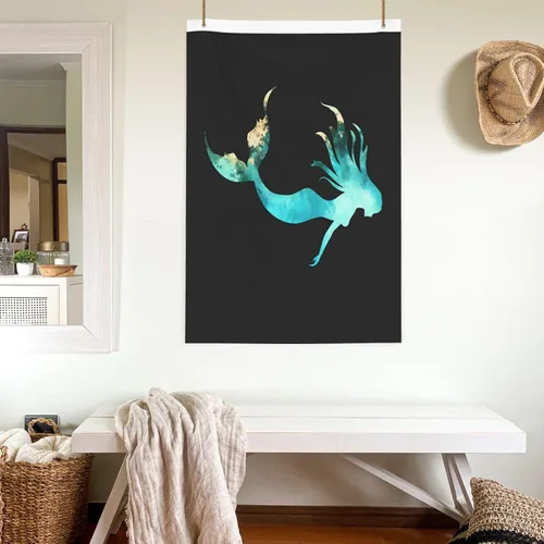 Miniatura 8 de Bandera de jardín con diseño de sirena de animales marinos y océanos de 2 x 3 pies, banderas voladoras de poliéster duradero con ojales