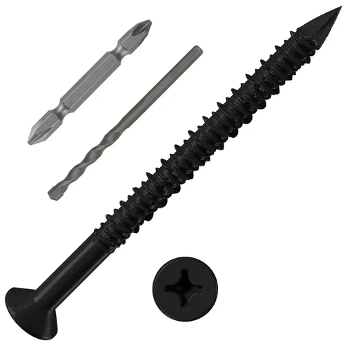 Miniatura 28 de Wensilon (105 PIEZAS) Kit de Anclajes de Tornillo para Hormigón de 3/16" Cabeza Plana Azul/Negro/Blanco para Anclaje a Mampostería, Bloque