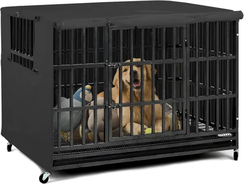 Miniatura 6 de Explore Land - Funda para jaula de perro de 36 pulgadas, de poliéster, resistente, ajuste universal para jaula de perro de alambre (gris)