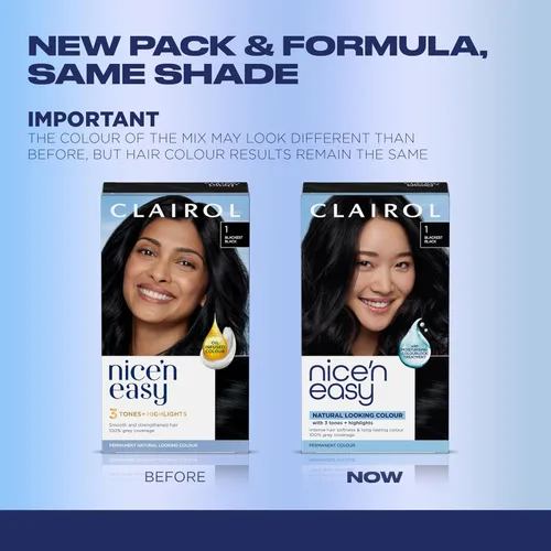 Miniatura 3 de Clairol Nice'n Easy - Tinte permanente para el cabello, 1 color negro más negro, paquete de 1 unidad 1 negro más negro