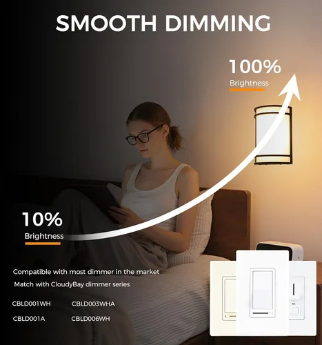 Miniatura 5 de CLOUDY BAY Aplique de pared LED de 3 colores, iluminación de pared, 3000 K/4000 K/5000 K, lámpara de pared ajustable de temperatura de color, 15 W
